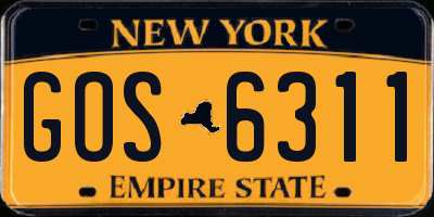 NY license plate GOS6311