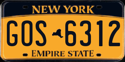 NY license plate GOS6312