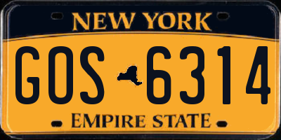 NY license plate GOS6314