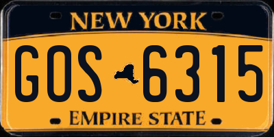 NY license plate GOS6315