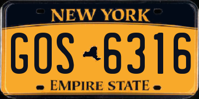 NY license plate GOS6316