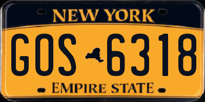 NY license plate GOS6318