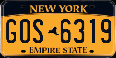 NY license plate GOS6319