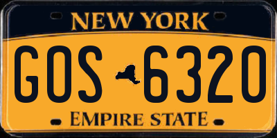 NY license plate GOS6320