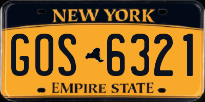 NY license plate GOS6321