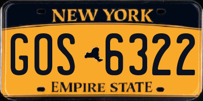 NY license plate GOS6322