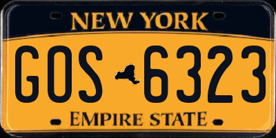 NY license plate GOS6323