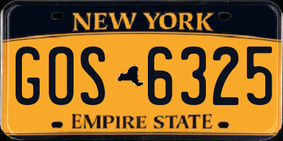 NY license plate GOS6325