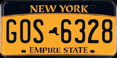 NY license plate GOS6328