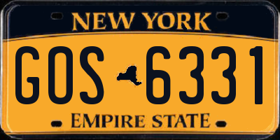 NY license plate GOS6331