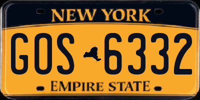 NY license plate GOS6332