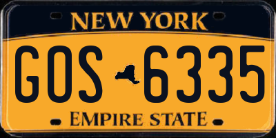 NY license plate GOS6335