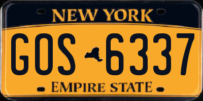 NY license plate GOS6337