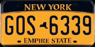 NY license plate GOS6339