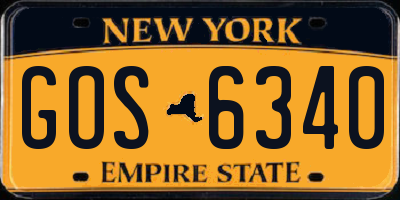 NY license plate GOS6340
