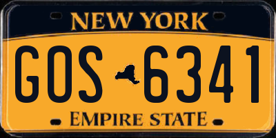 NY license plate GOS6341