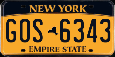 NY license plate GOS6343