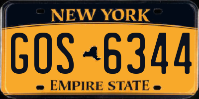 NY license plate GOS6344
