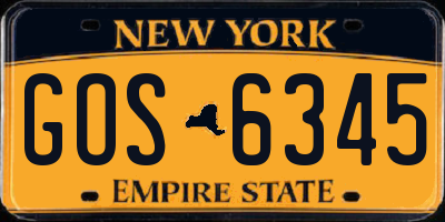 NY license plate GOS6345