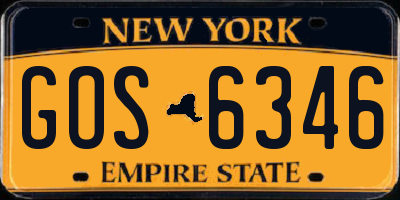 NY license plate GOS6346