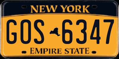 NY license plate GOS6347
