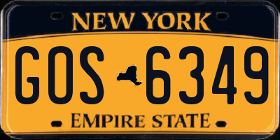 NY license plate GOS6349