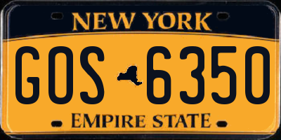 NY license plate GOS6350