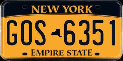 NY license plate GOS6351