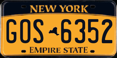 NY license plate GOS6352