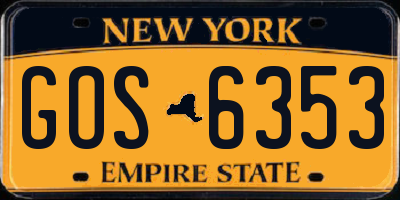 NY license plate GOS6353