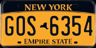 NY license plate GOS6354