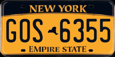 NY license plate GOS6355