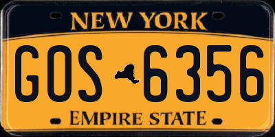 NY license plate GOS6356