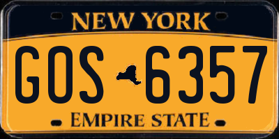 NY license plate GOS6357