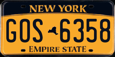 NY license plate GOS6358