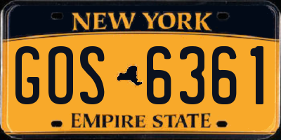 NY license plate GOS6361