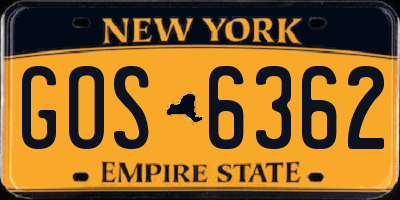 NY license plate GOS6362