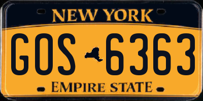 NY license plate GOS6363