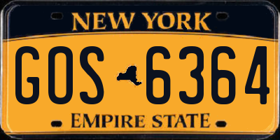 NY license plate GOS6364