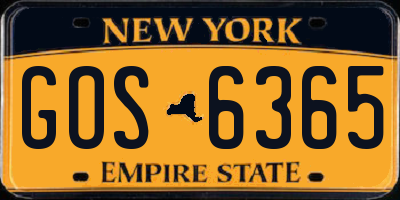 NY license plate GOS6365