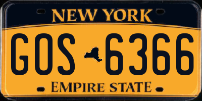 NY license plate GOS6366