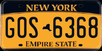 NY license plate GOS6368