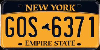 NY license plate GOS6371