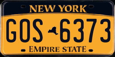 NY license plate GOS6373