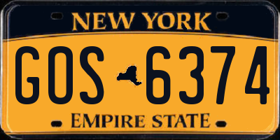 NY license plate GOS6374