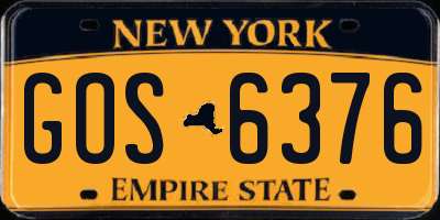 NY license plate GOS6376