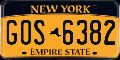 NY license plate GOS6382