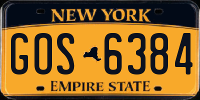 NY license plate GOS6384