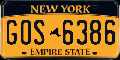 NY license plate GOS6386