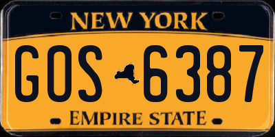NY license plate GOS6387